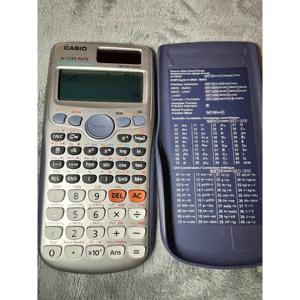 Casio fx-115ES Plus‎ Scientific Calculator Natural VPAM Solar Battery Tested